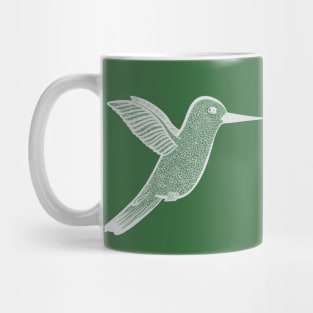 Hummingbirds in Love Ink Art - bird design - on green Mug